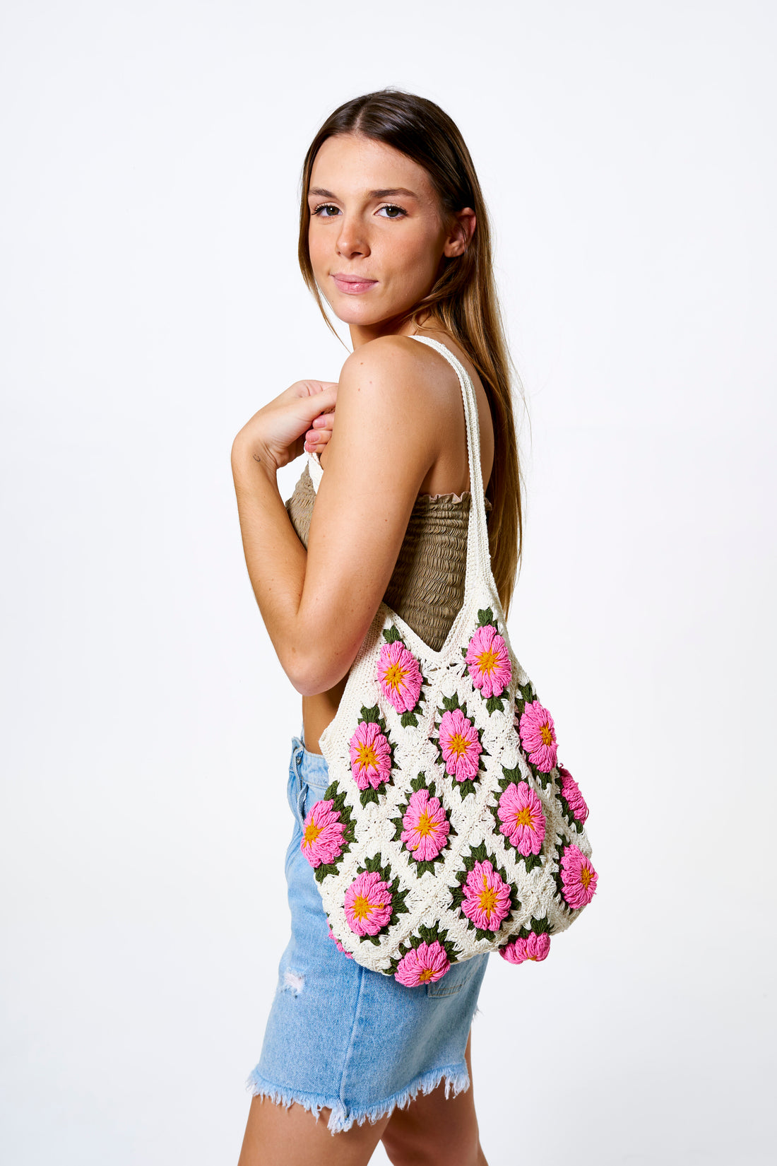 BOLSO CROCHET PINK FLOWER